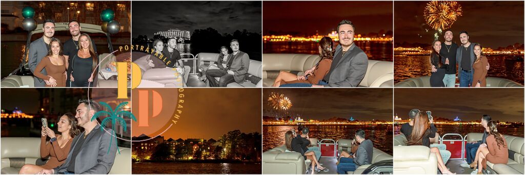 Romantic Disney fireworks cruise proposal with sparkling Magic Kingdom lights as a backdrop.