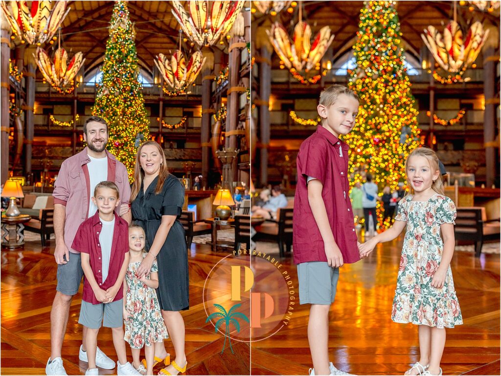 Step into the breathtaking lobby of Disney's Animal Kingdom Lodge Resort, where candid moments unfold against the grandeur and architectural beauty of the surroundings. These timeless photos tell the story of a Disney-themed family photoshoot, capturing the essence of family enchantment in every frame. #Disney-themed-Family-Photoshoot-Ideas
