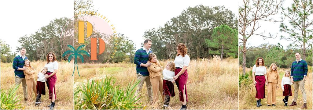 Seasonal serenity unfolds at Lake Louisa State Park, where our family embodies the holiday magic in subtle touches and coordinated outfits in soft hues – a picturesque scene capturing the essence of Orlando's holidays. #Orlando-FL-holiday-photoshoot-what-to-wear