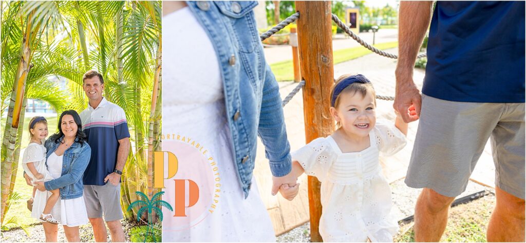 A sun-kissed family enjoying a beachside photo session at Margaritaville, the perfect blend of Disney magic and tropical paradise.