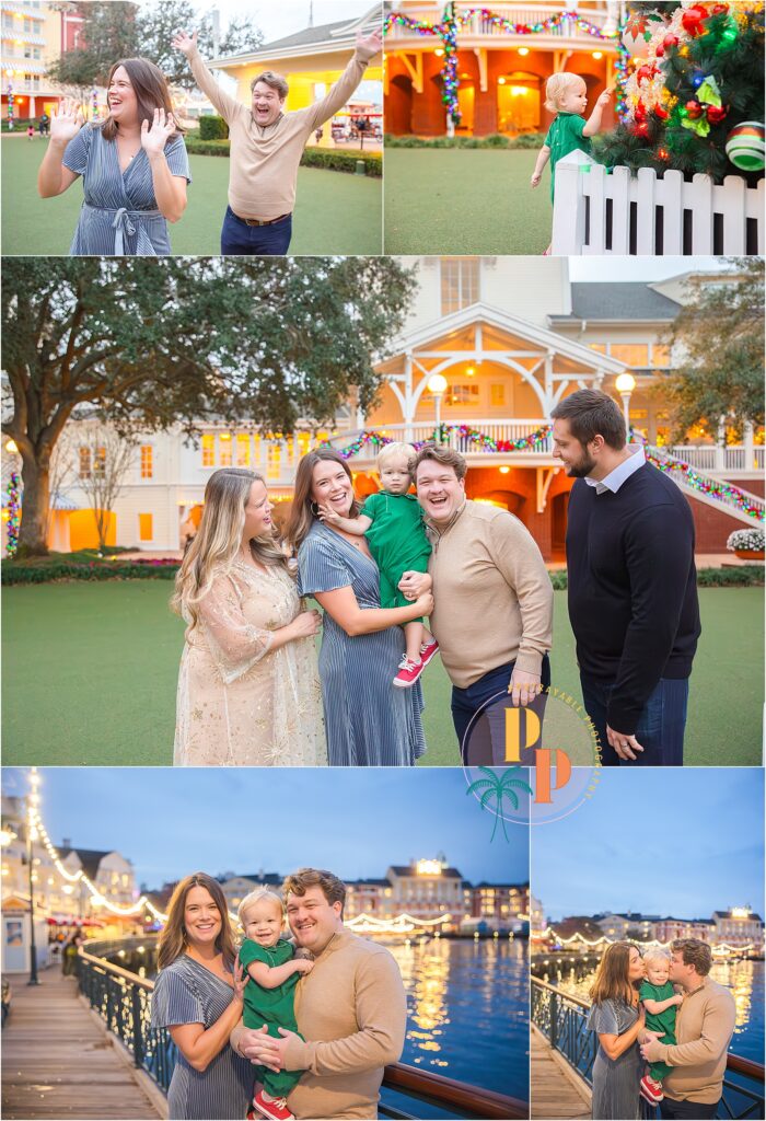 A festive family affair captured in the heart of the holiday season at Disney's BoardWalk Resort, where the laughter of [Your Family Name] echoes against the twinkling Christmas lights.