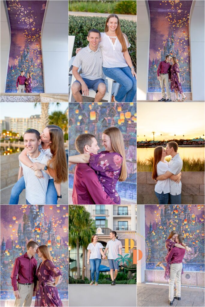 A beautifully documented engagement session at Gaylord Palms Orlando, highlighting the couple's happiness and the venue's charm through the lens of a skilled engagement photographer.