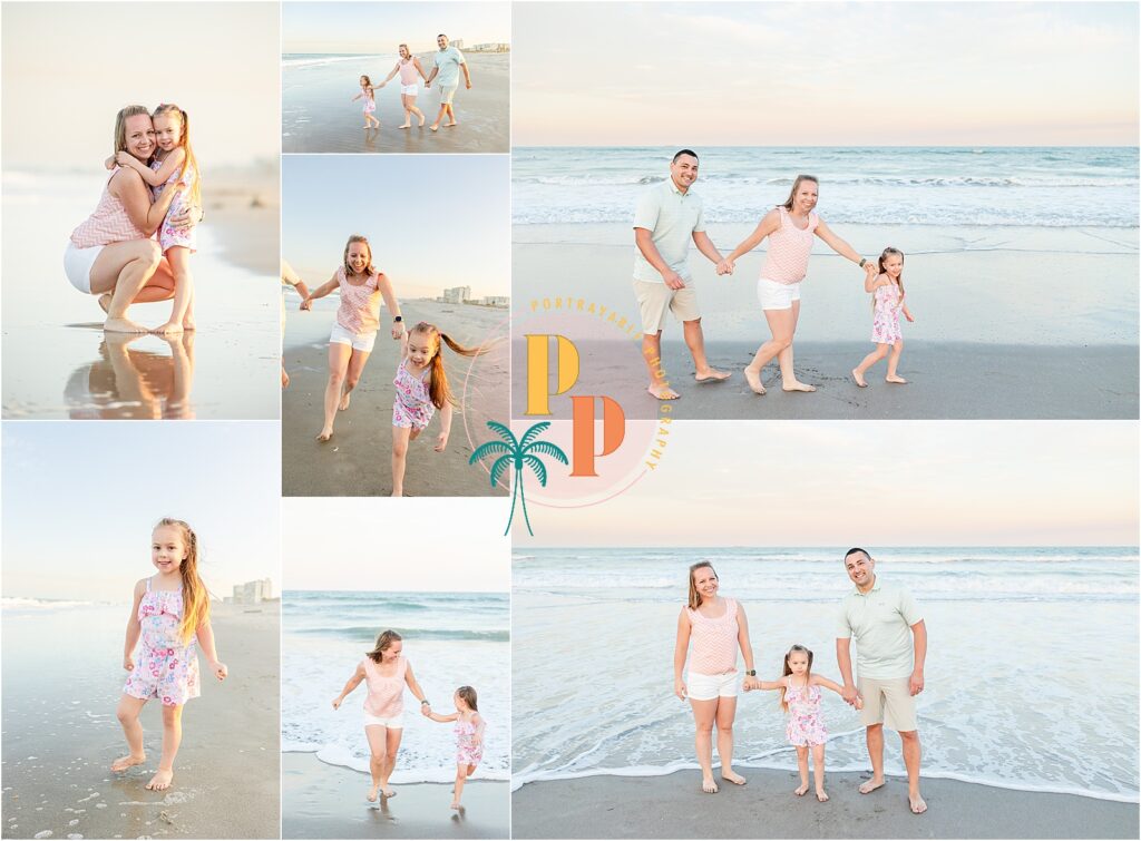 Posed and candid photos on the beach with a photographer that has a bright and airy, colorful images