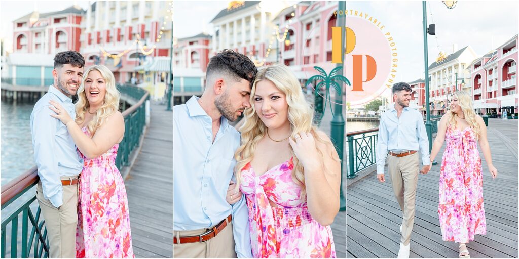 photoshoot around the disney resort after their proposal