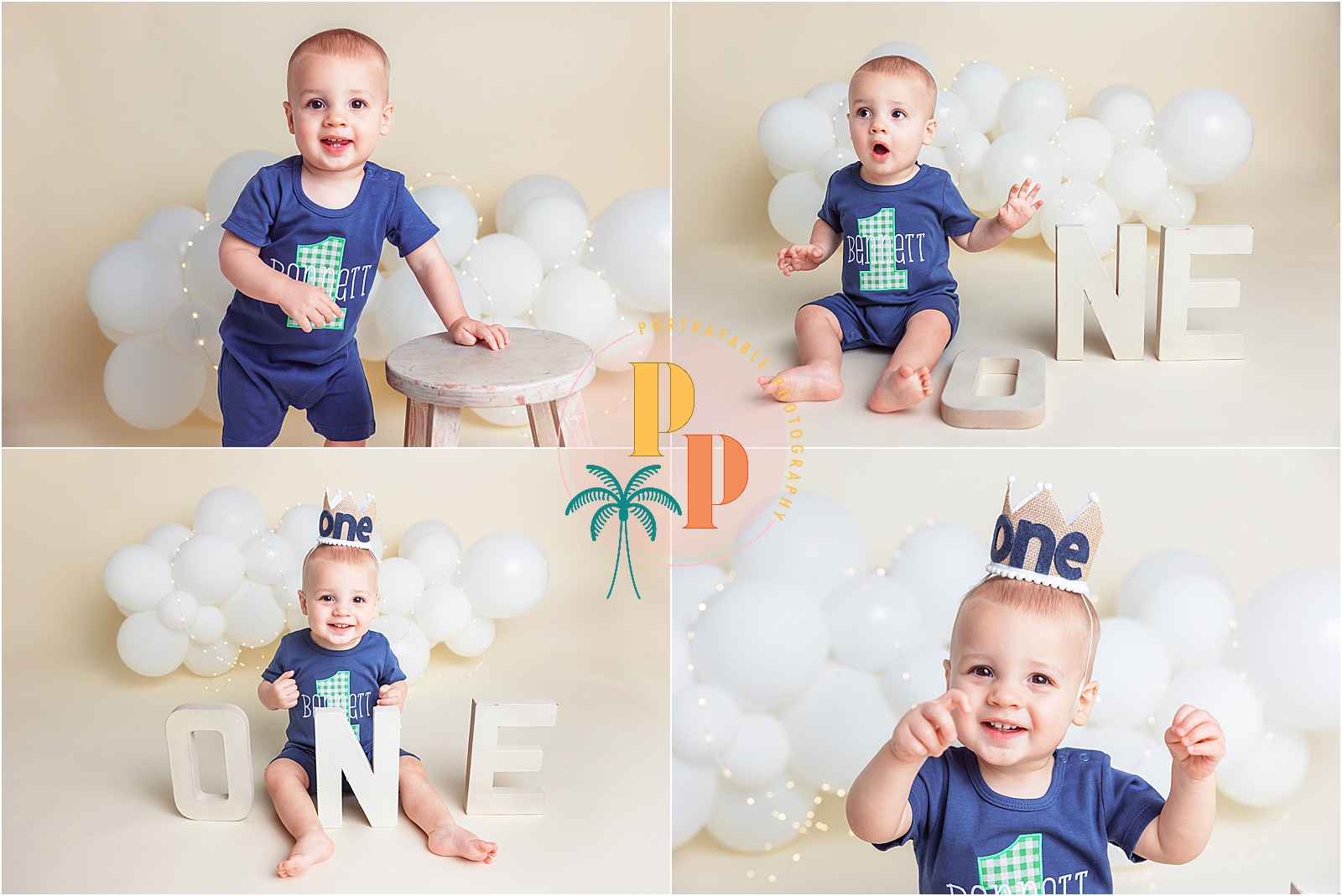 Baby's hands covered in frosting during a cake smash photoshoot by a photographer in Orlando.