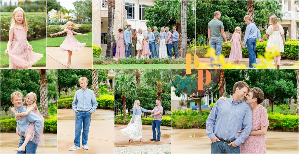 Extended family posing indoors at Margaritaville Resort.