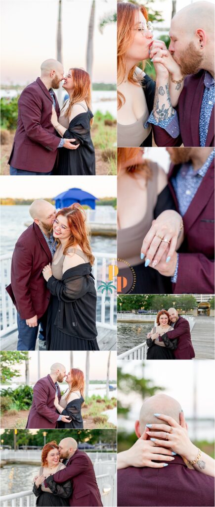 Just engaged couple hugging after proposal at Contemporary Resort