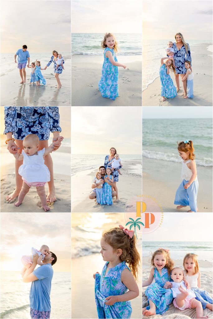 Candid photo of children playing in the ocean during Naples beach session