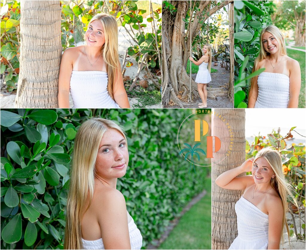 senior on the beach with palm trees and seacoast