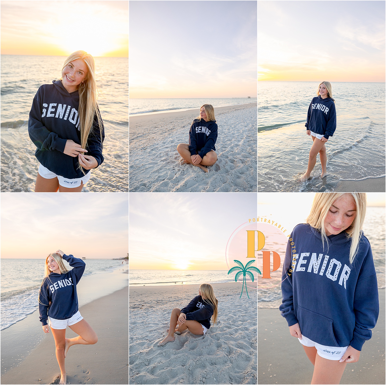 Senior girl laughing during beach photo session near Orlando