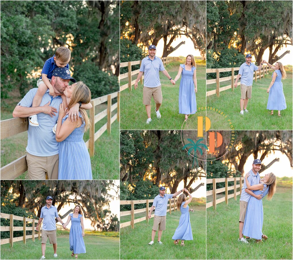 Romantic couple portrait during extended family session at Johns Lake