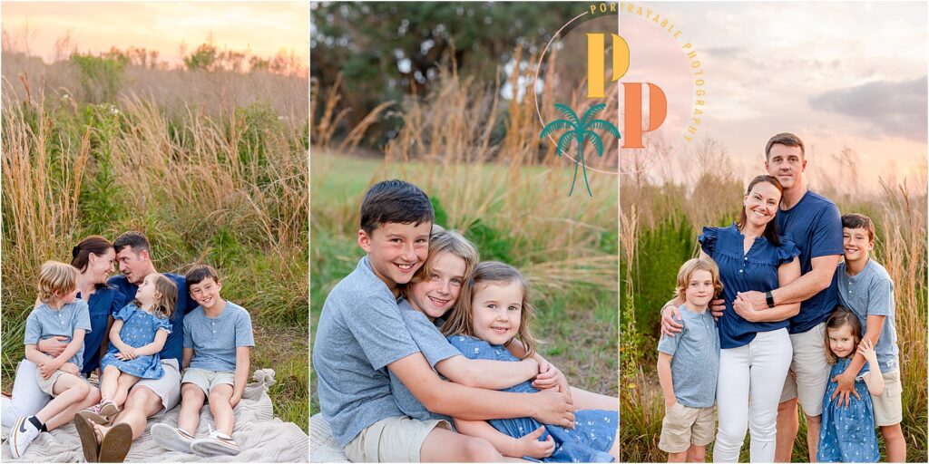 Children playing on blanket during family portraits in Clermont Florida
