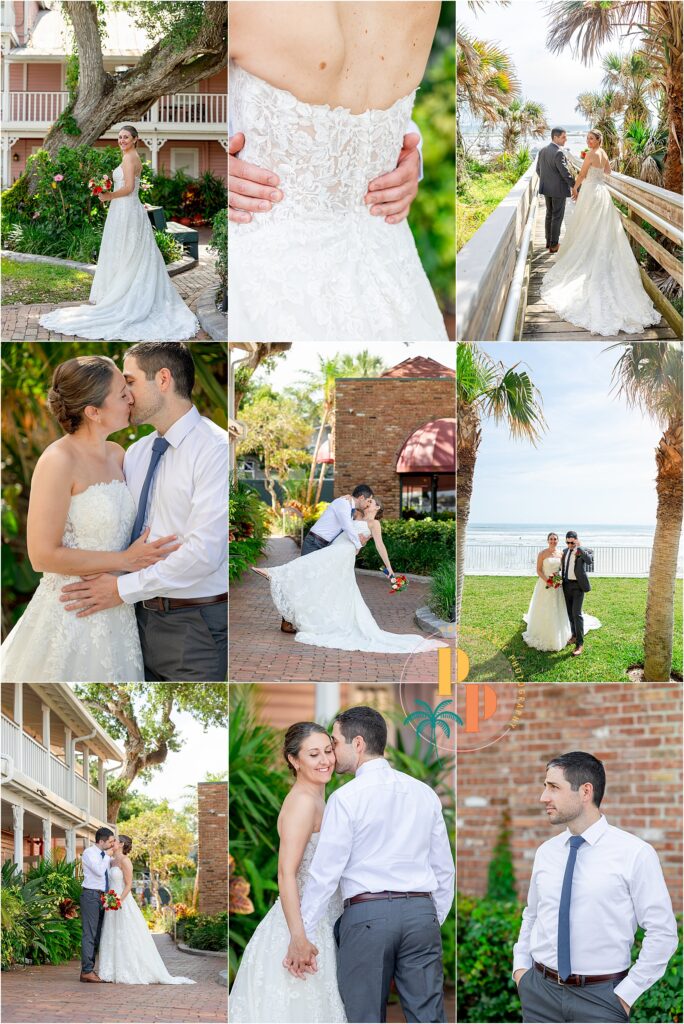 Bride and groom on the dock at The Grille at Riverview before the ceremony