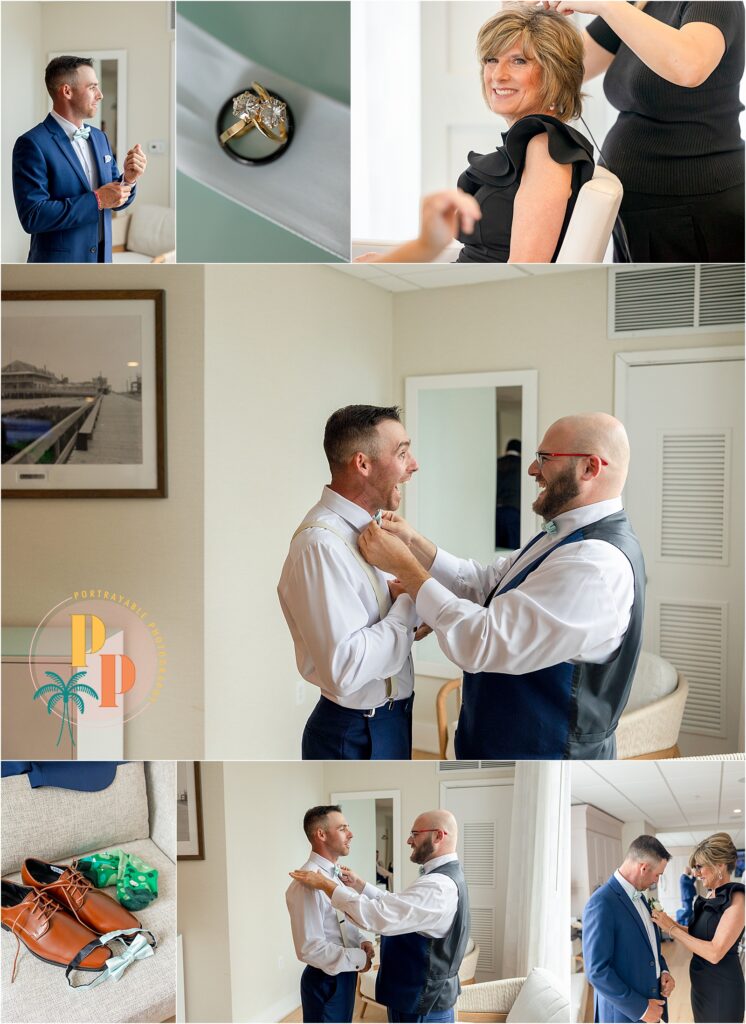 Groom’s emotional reaction during beach ceremony