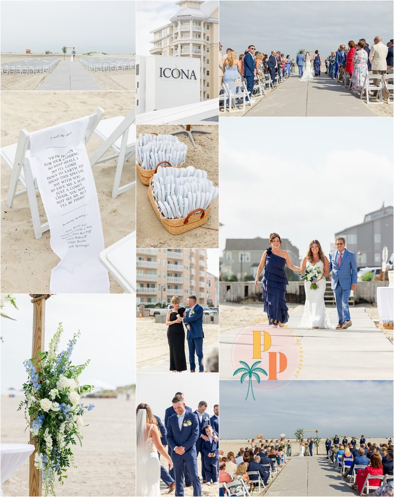 Family photo with ocean backdrop before the ceremony