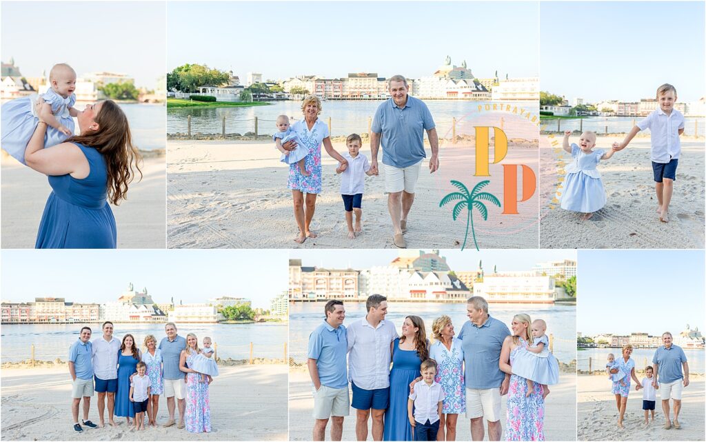 Extended family group photo at Disney’s Beach Club Resort.