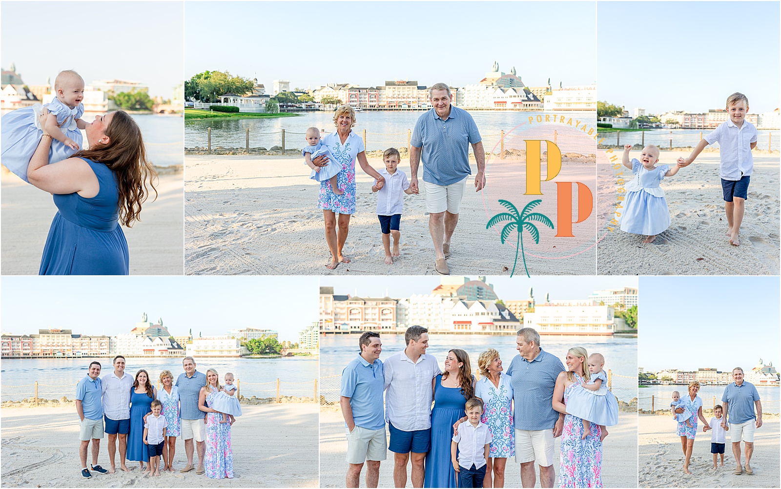 Extended family group photo at Disney’s Beach Club Resort.