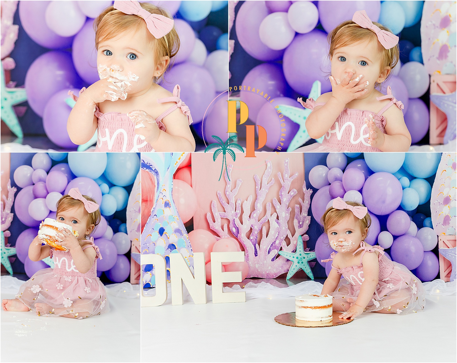 Family Photo Shoot at Home with Mermaid Cake Smash