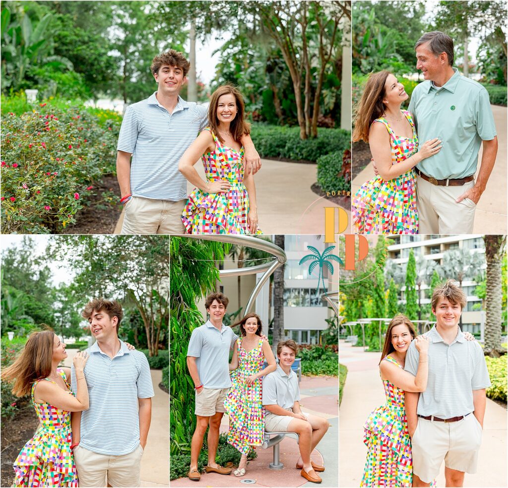 Family portraits at bay lake tower by the trees