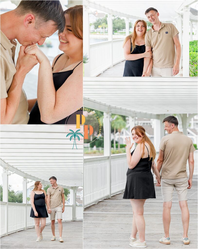 Morning proposal at Disney’s BoardWalk Seabreeze Point gazebo.