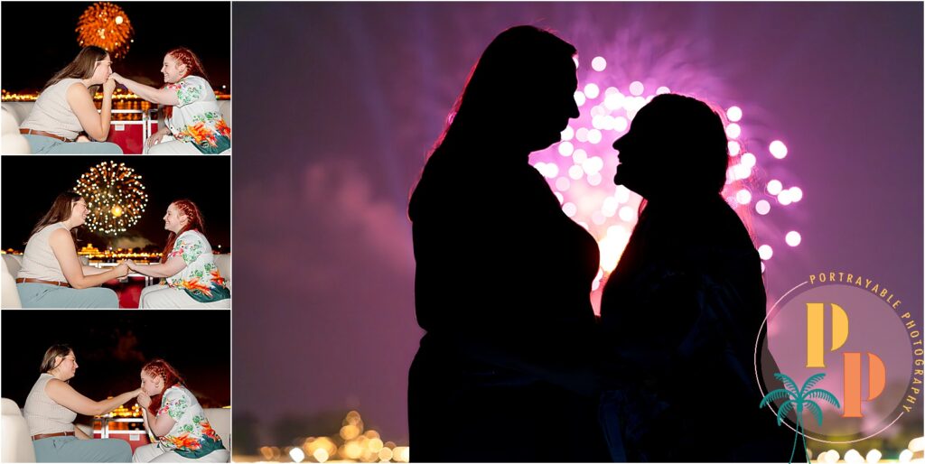 Disney engagement session on Fireworks Cruise Orlando FL
