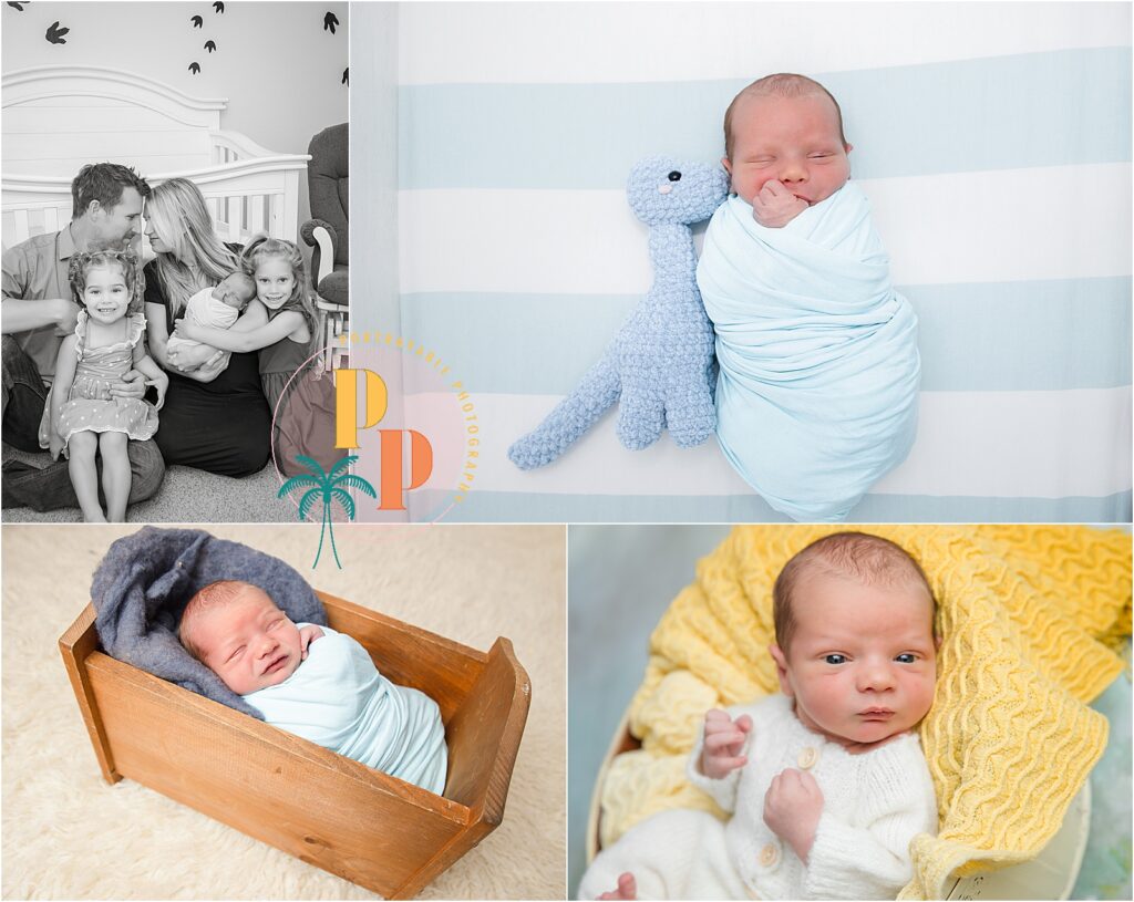 Awake newborn baby boy photographed by Orlando newborn photographer.