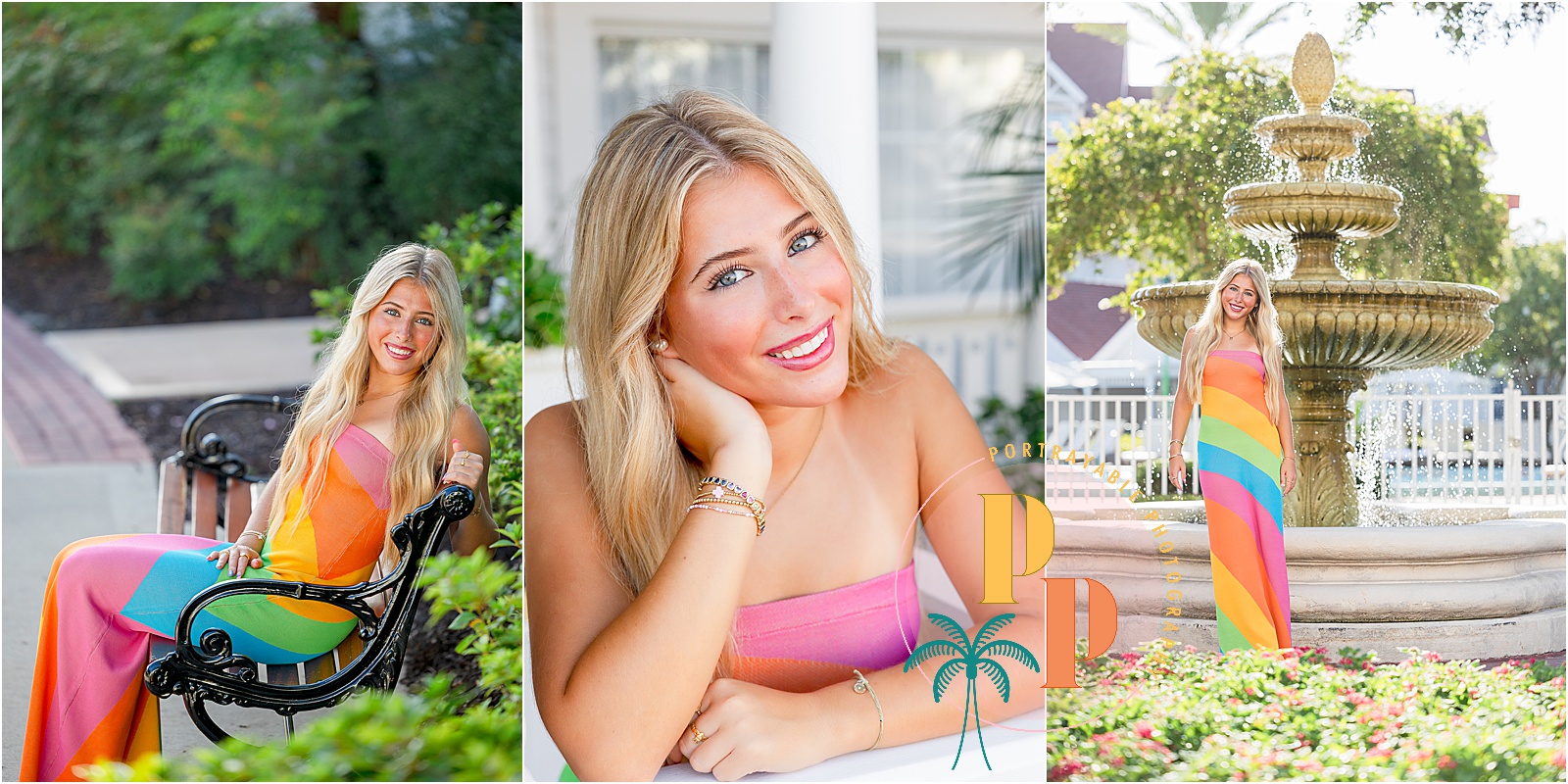 Senior twirling in rainbow outfit outdoors Orlando