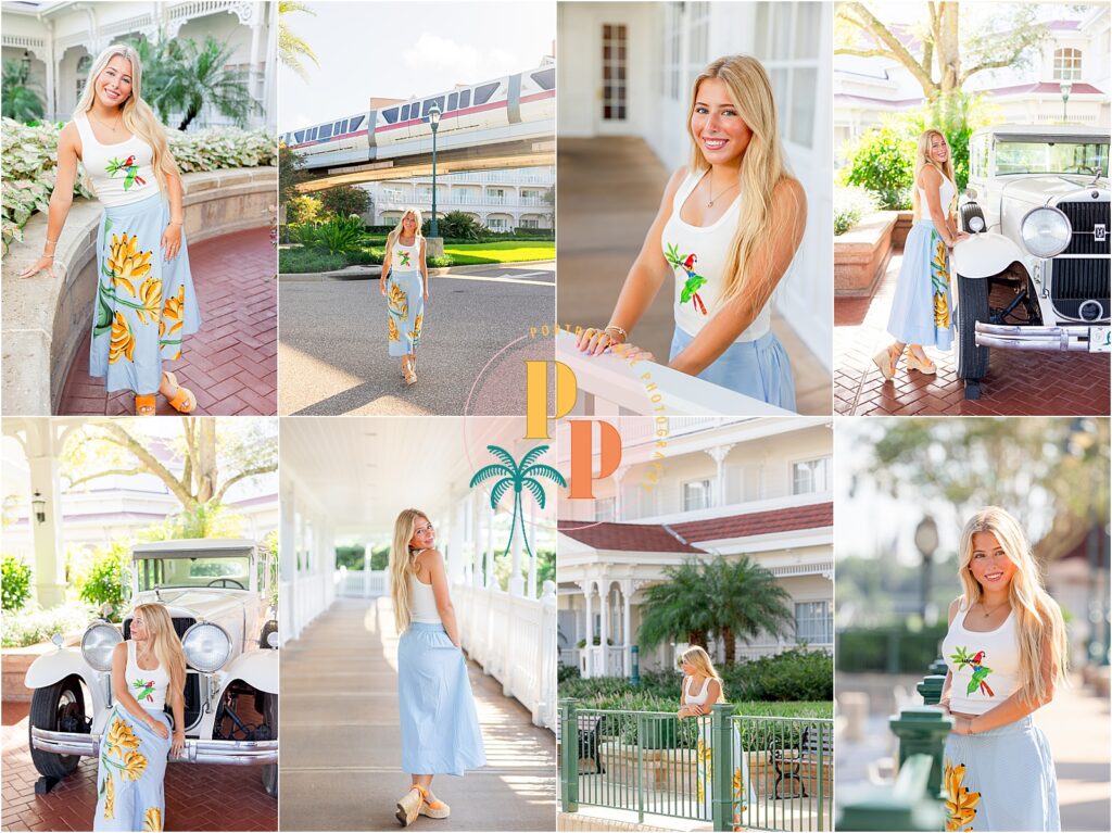 Senior walking along palm tree path Orlando