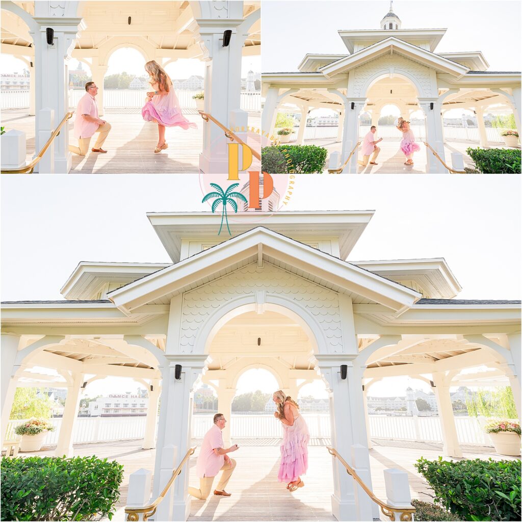 She jumps with joy during Disney BoardWalk proposal Orlando FL