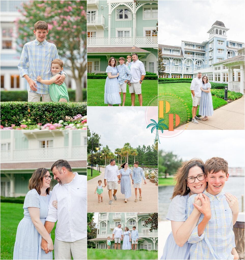 Outdoor family portraits in Winter Park, Florida with Spanish moss trees.