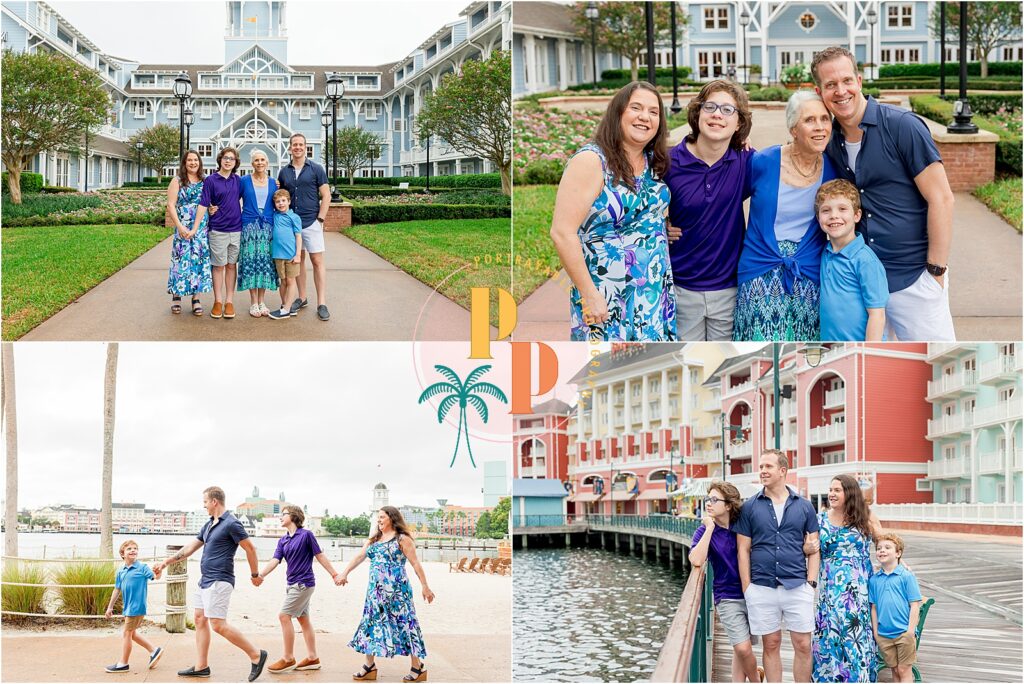 Family enjoying vacation at disney resort.