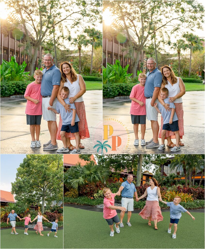 Family enjoying time together outdoors at Disney's Polynesian resort