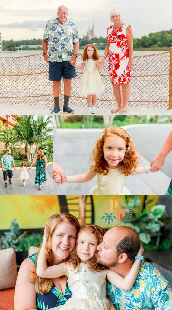 Family photoshoot in tropical setting at disney 