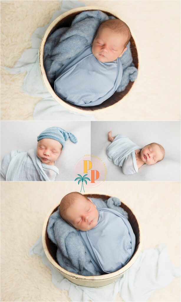 Newborn swaddled in cozy blanket orlando newborn photographer
