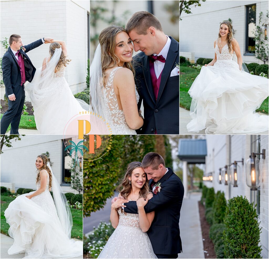 Elegant wedding in orlando and couple embrace during their portraits