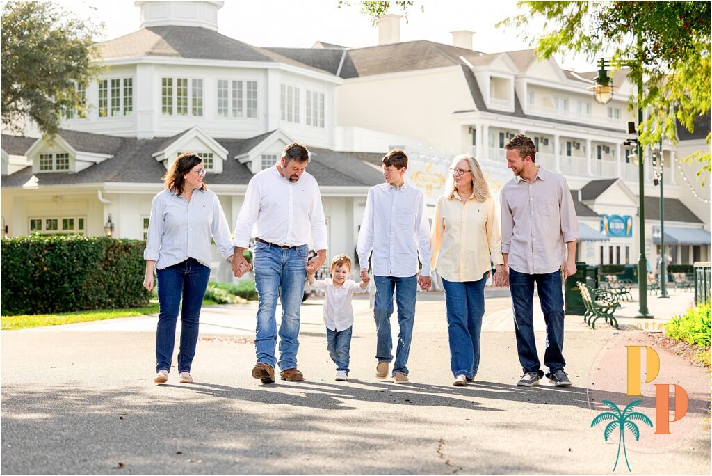 Family walking together at resort