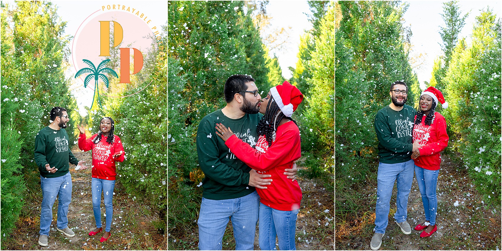 Couple enjoying festive holiday atmosphere. orlando florida