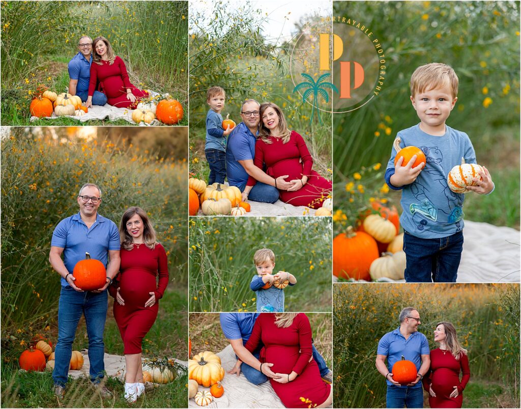 Maternity Photography in Orlando Family enjoying a pumpkin patch.