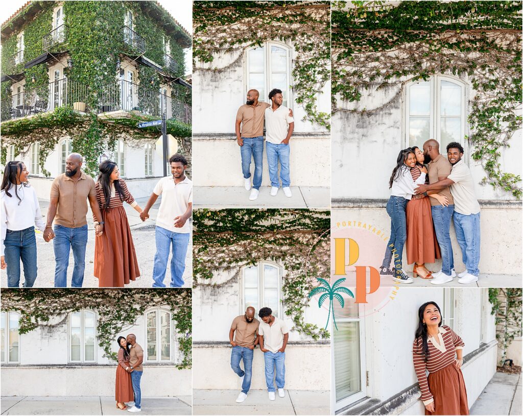 Candid family moment during outdoor portrait session at Hannibal Square