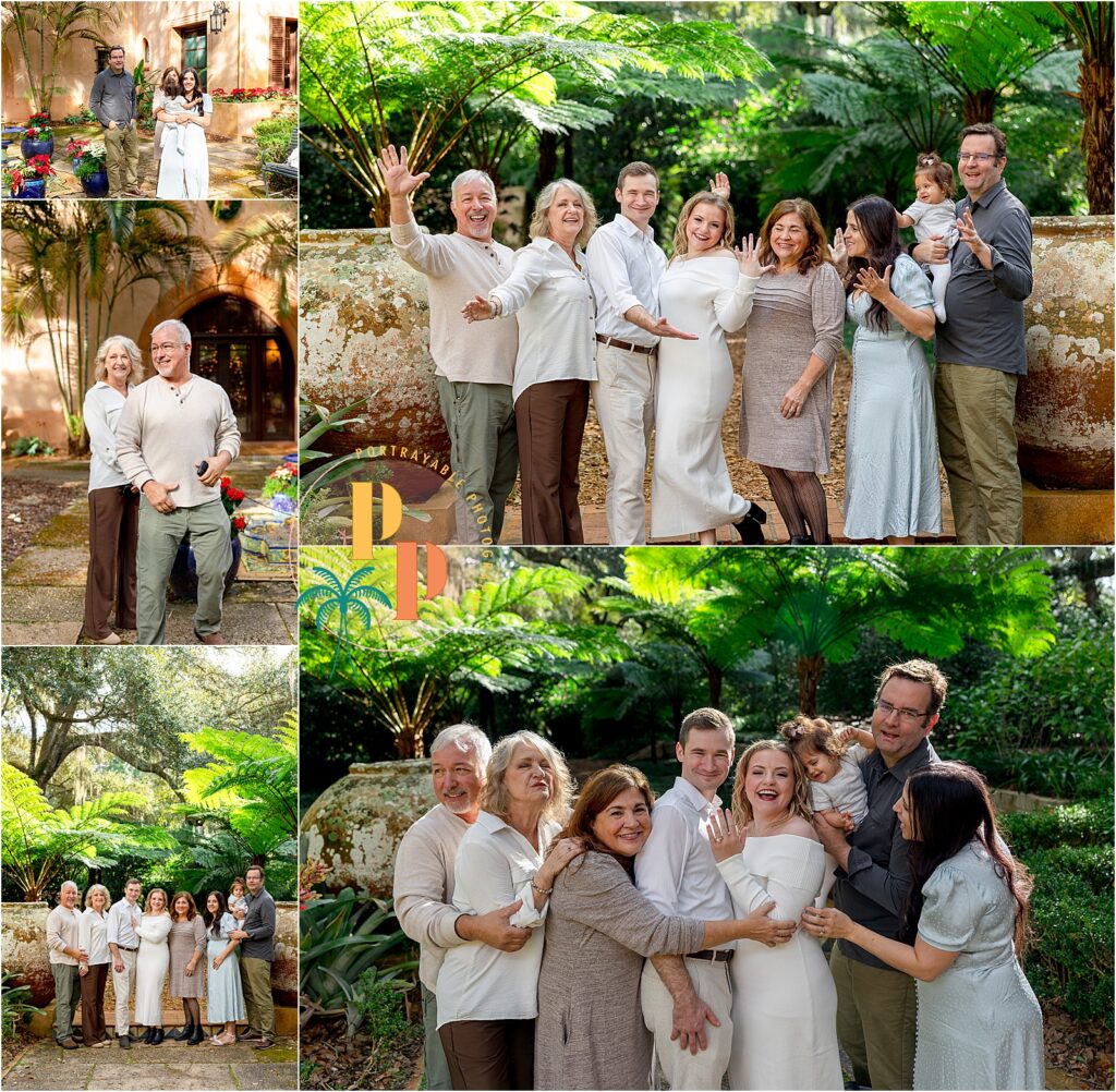 family at proposal at Bok Tower Gardens